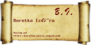 Beretka Izóra névjegykártya